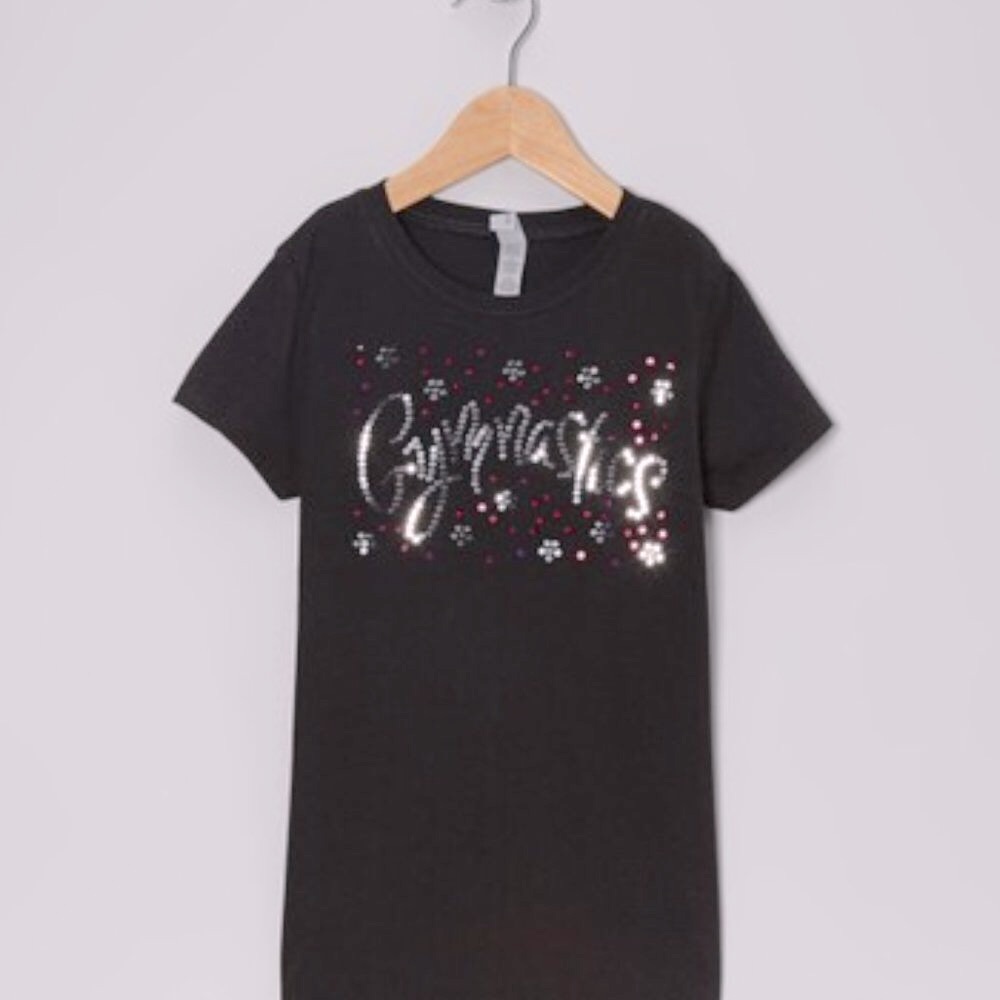 100% Cotton NEXT LEVEL APPAREL Girls Sequined Gymnastics T-Shirt